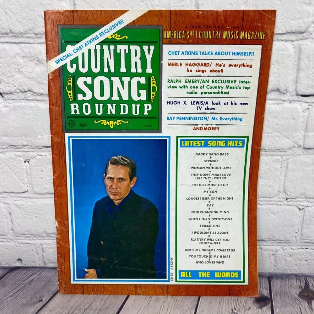 Vintage Country Song Round Up Magazine April 1969 - Chet Atkins Merle Haggard